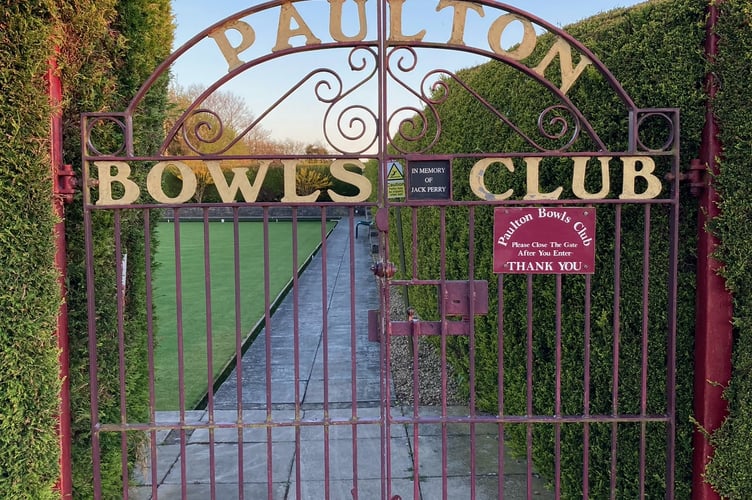 Paulton Bowls Club gate. 