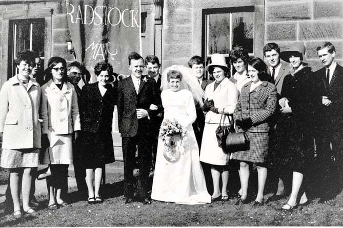 Martin Horler, with fellow members of Radstock 
Methodist Youth Club, in 1964, at their leaders wedding. 