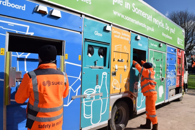 A recycling lorry in use in Somerset