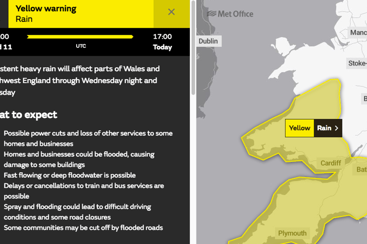 Met office yellow rain