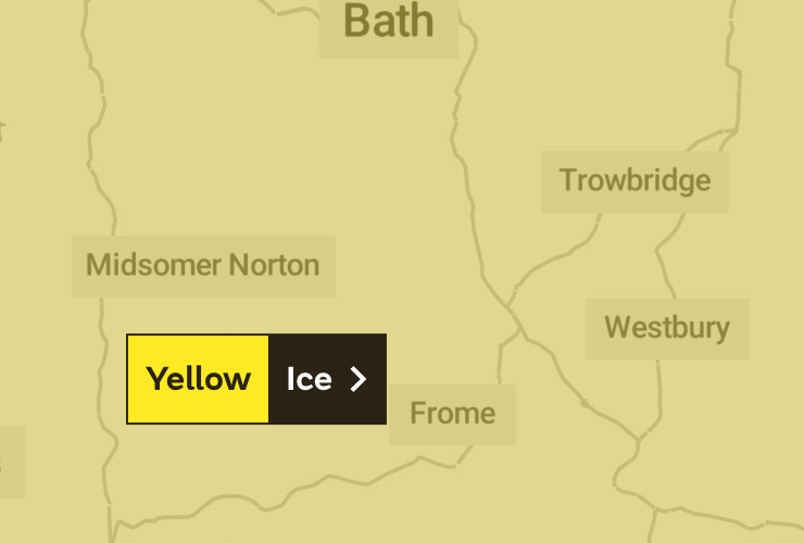 Met Office have issued yellow ice warning for Midsomer Norton and surrounding areas.