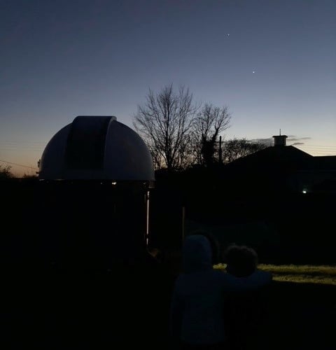 Sidcot School's Observatory at night. 