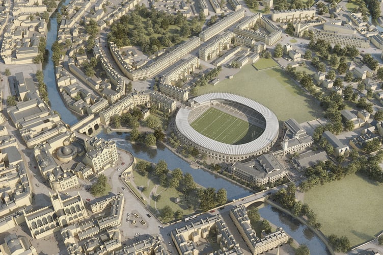 An aerial view of the colosseum in the centre of Bath 