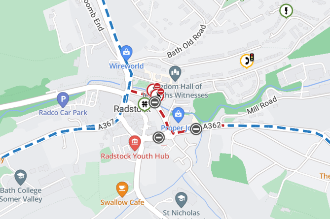 Frome Road, Radstock, will be closed completely for the first week of improvements. 