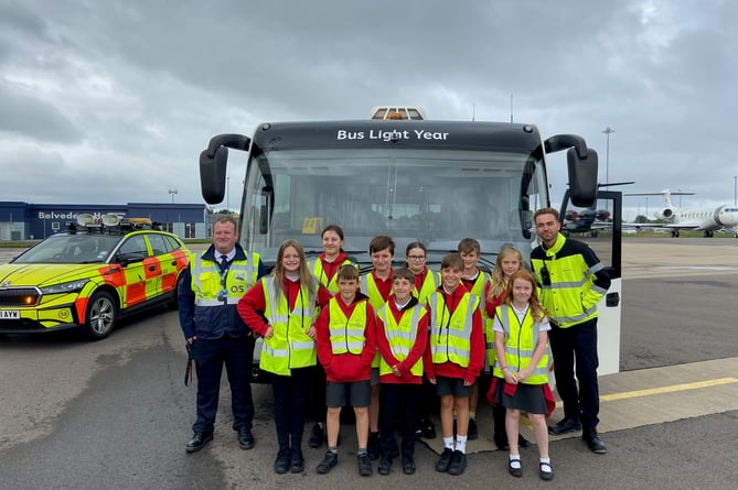 Winford Primary School pupils visited Bristol Airport to rename their electric buses.