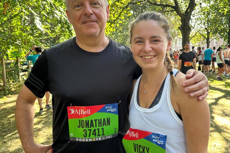   Mr McFarlane and his daughter before the start of the GNR 