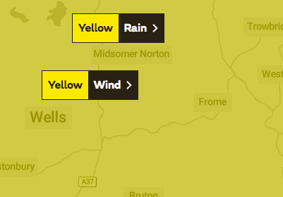 Yellow weather warning for Midsomer Norton