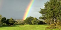 Rainbow lights up Mendip Golf Course on unrelenting day of rain