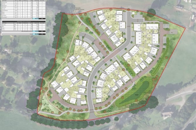 Revised Plans For 75 Homes On Beauchamps Drive In Midsomer Norton. 