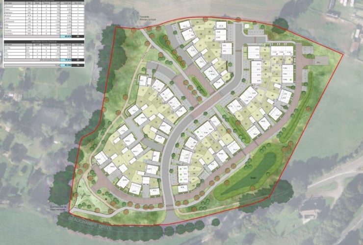 Revised Plans For 75 Homes On Beauchamps Drive In Midsomer Norton. 