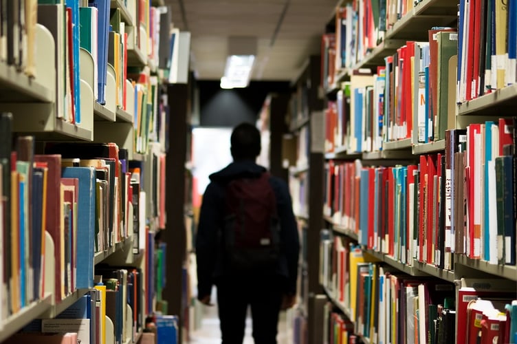 Person in library