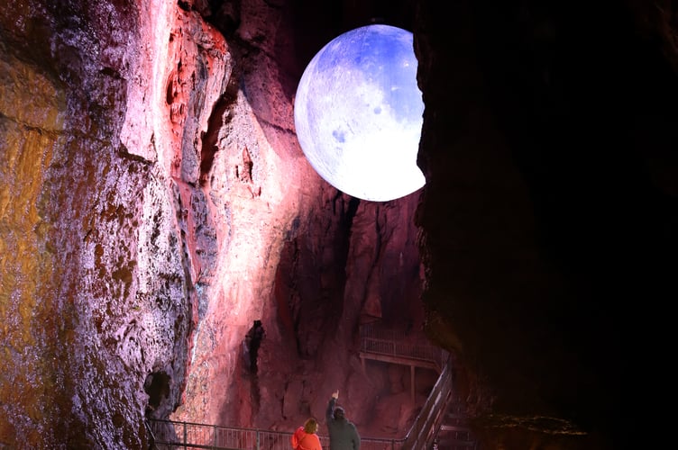 Family exploring the Wookey Hole Caves