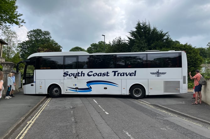 A coach spent half-an-hour doing a three point turn on road where bollards have been installed