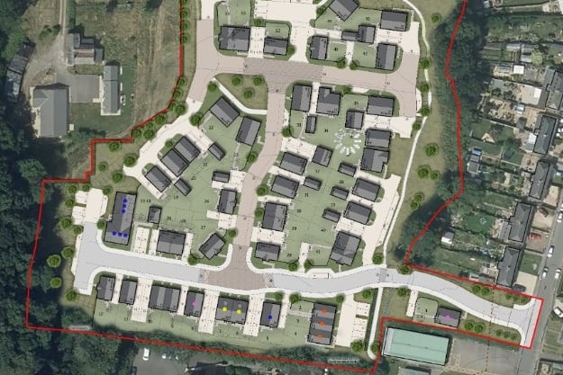 Revised plans for 54 homes on Orchard Vale in Midsomer Norton (Stantec)