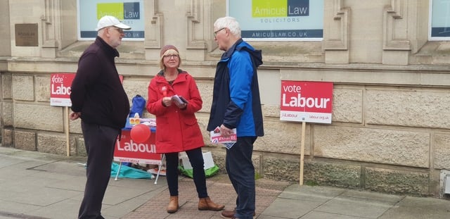 Brenda Weston (centre), with Wellington town councillor Mike McGuffie, who is also secretary of Taunton and Wellington Labour Party (left)