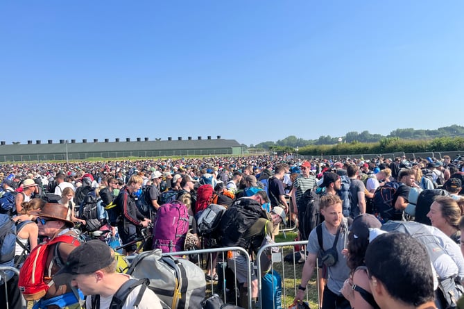 Glastonbury Festival revellers waited hours to make it through the gates on the opening day (CREDIT: David Shepherd)