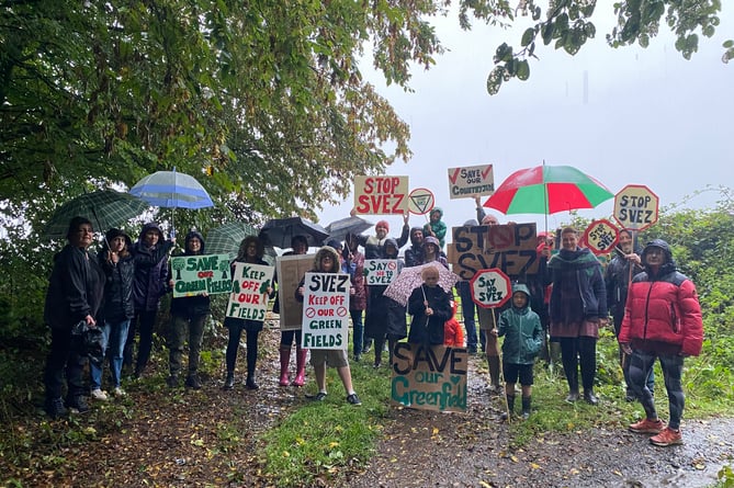 Locals braved rainy weather to protest at the site (Image: John Wimperis)