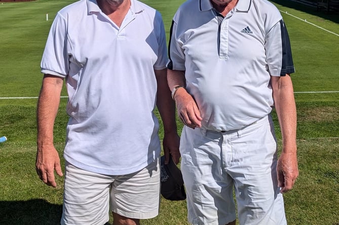 Colin Britt (left) and Andy Loakes earned joint 3rd place at the National Doubles Golf Croquet Championships at Budleigh Salterton.