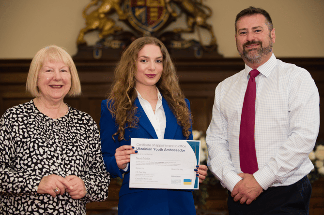 Pictured left to right Marian McNeir MBE, Nicole Medin and Councillor Kevin Guy.