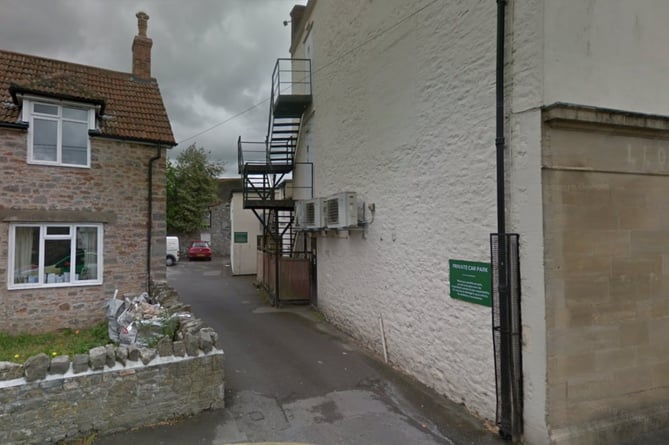 Proposed access to new 20-space car park on Lower North Street in Cheddar, pictured in 2017 (Image: Google Maps)