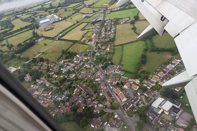 Winford seen from a plane passing just overhead on the approach to Bristol Airport (Image: John Wimperis) 