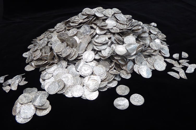 Stack of silver coins from 1066