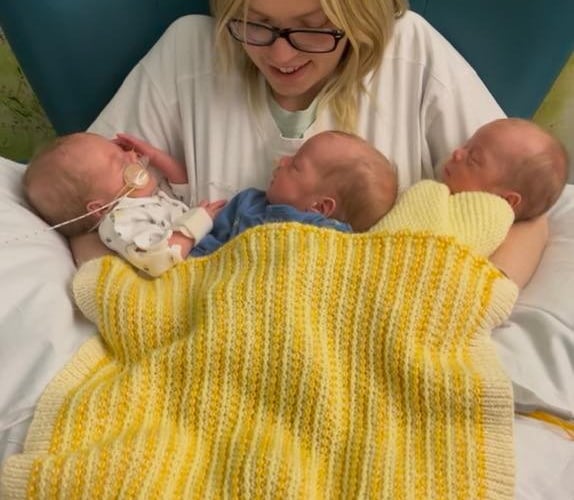 . A couple who struggled to conceive for years said they "could not be happier" - after giving birth to identical triplets through IVF. Shannon, 29, and Ace Page, 28, turned to in vitro fertilization (IVF) treatment last year with the NHS and had their first embryo implanted at the end of March. The couple - who have been together for nine years - went for treatment in the hopes of having a child before they reached the age of 30. Returning to the hospital after seven weeks they were told they were going to have twins. 