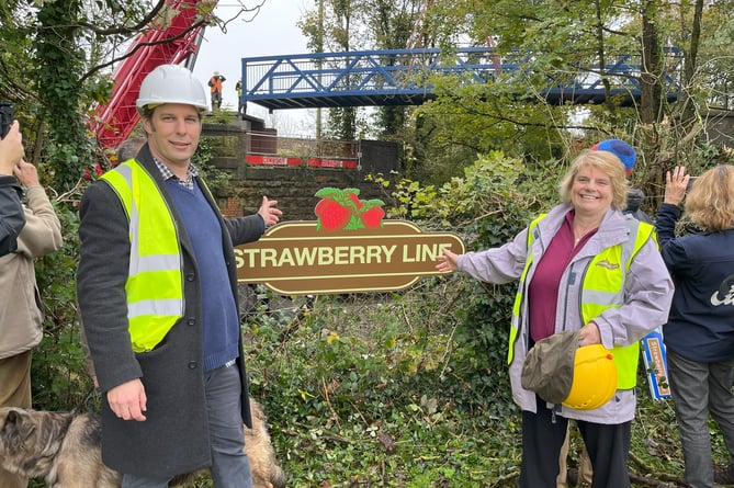 Councillors Richard Wilkins And Ros Wyke At The Installation Of The New Footbridge Over The B3136 West Shepton In Shepton Mallet.