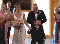 Boy, 10, beats odds and takes first steps to walk mum down aisle