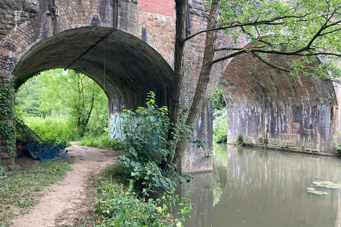 Section Of Path Along The River Frome Under The Network Rail Bridge. 