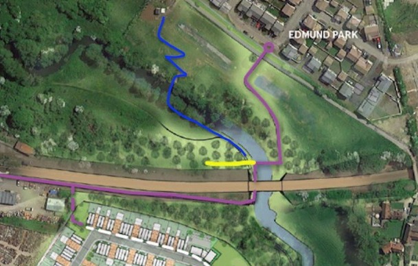 Possible Routes Of Footbridge From The Edmund Park Estate In Frome.