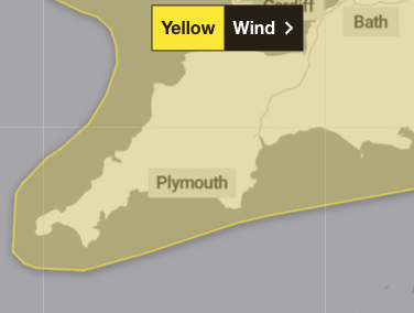 Yellow wind warnings are being being issued across the South West on New Year's Day