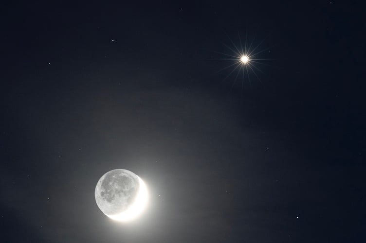 The planetary conjunction occurred between the moon and the planet Venus on 3rd January .    A talented photographer has shown off his stargazing images taken so far this year. Josh Dury, 27, captures cosmic wonders from various locations around the UK. His work this January includes an incredible picture show both the Moon and Venus, and another featuring six planets and the Moon.