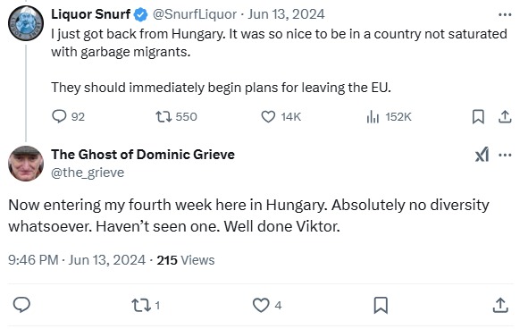 A tweet from the account about diversity in Hungary