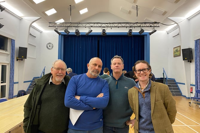 Chris Warren (centre left) with supporters including Nathan Hartley (right) in Saltford Hall after winning the Saltford byelection