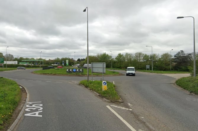 The Beckington roundabout near Frome, looking west from the A361.