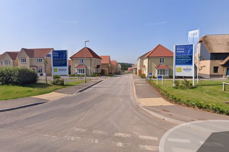 Entrance to the Priory Fields development on Wookey Hole Road in Wells