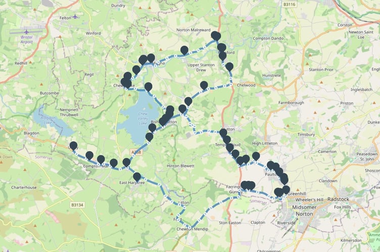 The route of the WESTlocal 99 Chew Valley Cat