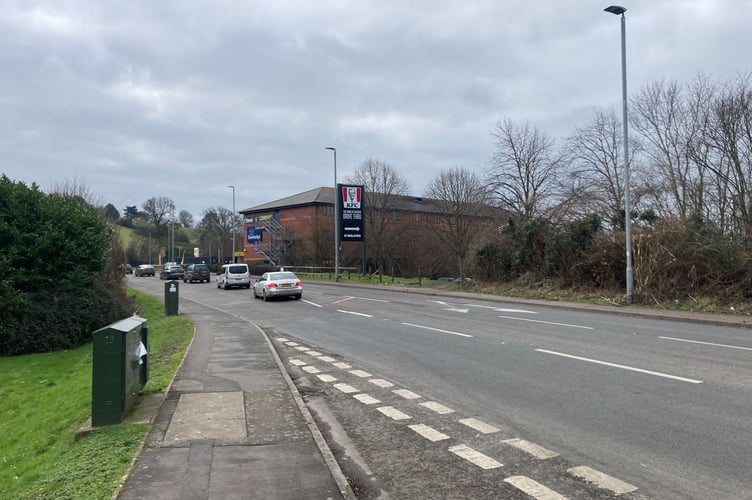 Proposed site of new pedestrian crossing on the A39 Street Road in Glastonbury (Photo: Daniel Mumby)