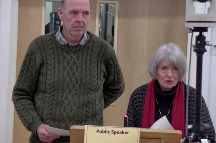 Chris Langdon and Sue Isherwood address the full council in Bridgwater on December 18, 2024 (Image: Somerset Council)