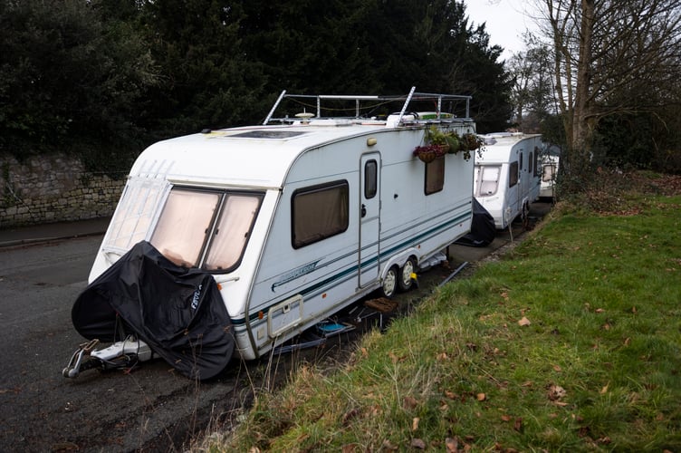 General views of caravans at Clifton Downs in Bristol. February 17 2025. Police in Britain's 'van dweller capital' are investigating after a caravan was deliberately burned down. The blaze saw a caravan near Clifton Downs in Bristol destroyed - amid ongoing issues with locals. Hundreds of people in Bristol live in roadside vans and caravans -  amid soaring rent prices. One caravan which was part of a series along Clifton Downs has now been been burned out - with the police investigating. An Avon Fire Service spokesperson said it was called at 11.24pm on Thursday, February 13, to  caravan on fire on Saville Road.  They said: âFirefighters used hoses, reels and water jets to put out the fire. Two firefighters wore breathing apparatus. 