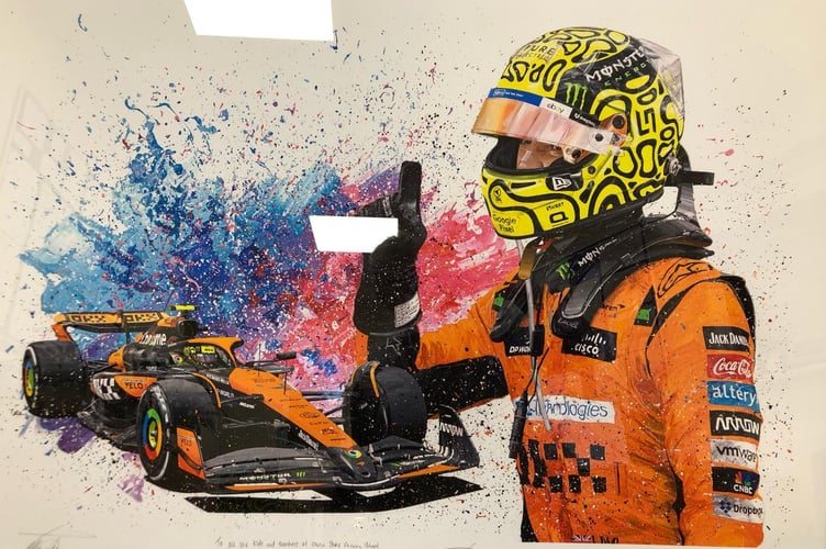 Lando Norris gave Chew Stoke Church School a limited edition print with a personalised thank you message written on it.