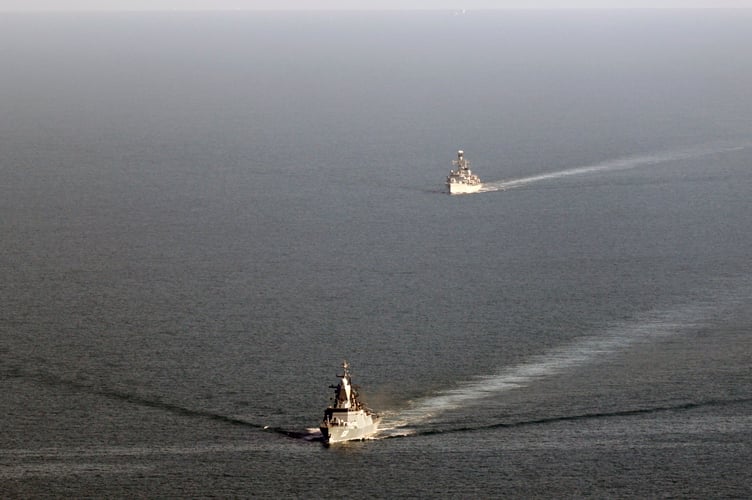 Royal Navy frigate HMS Somerset (rear) follows Russian corvette Boikiy during a 3-day operation monitoring the progress of a Russian task group.    The Royal Navy said Wednesday (5 March 2025) has completed a three-day operation monitoring a Russian task group in UK waters. HMS Somerset watched every move as Russian corvette Boikiy escorted merchant vessel Baltic Leader on its voyage from Syria through the English Channel and North Sea. The British Type 23 frigate utilised its powerful sensors and radars to report on Russian movements, launching her Merlin helicopter from 814 Naval Air Squadron to gather valuable information from the sky.